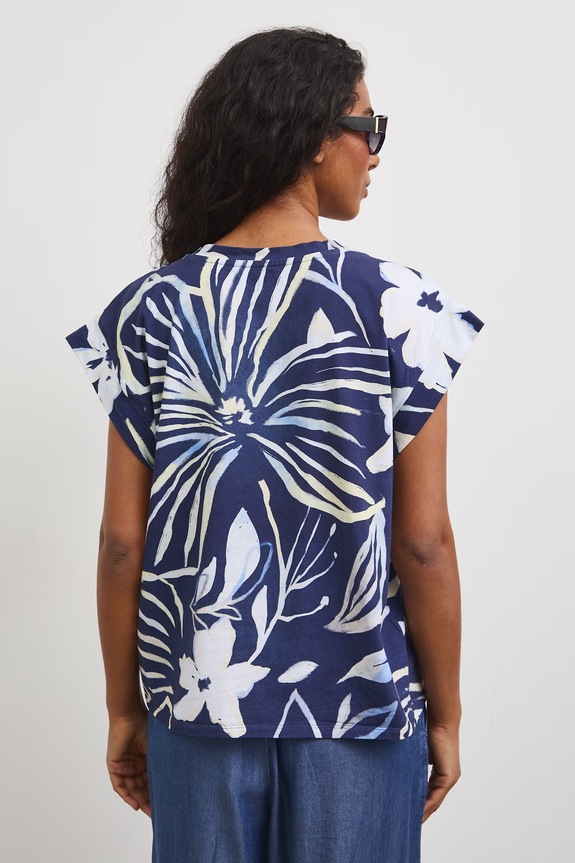 Odzież T-shirt oversize damski bawełniany z elastanem RS26-TSD810 granatowy