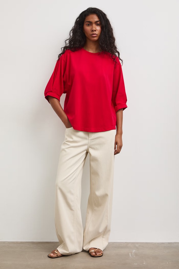 Medicine T-shirt damski bawełniany z elastanem czerwony RS26-TSD814