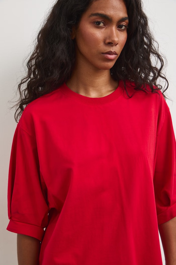 Medicine T-shirt damski bawełniany z elastanem czerwony RS26-TSD814