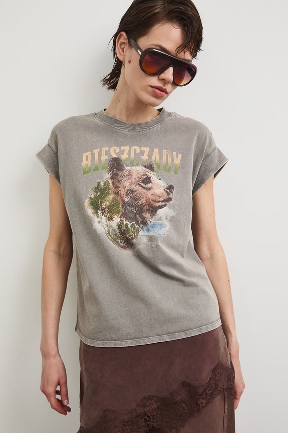 Odzież T-shirt damski bawełniany z kolekcji Bieszczadzki Park Narodowy x Medicine RS26-TSD850 szary