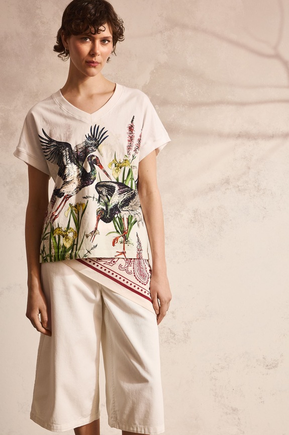 Medicine T-shirt oversize damski bawełniany z elastanem multicolor RS26-TSD851