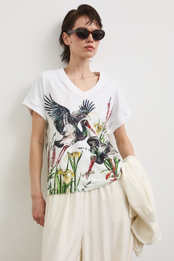 Medicine T-shirt oversize damski bawełniany z elastanem RS26-TSD851 multicolor RS26