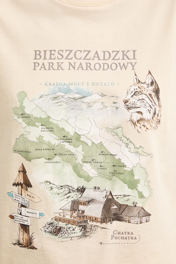 T-shirt damski bawełniany z kolekcji Bieszczadzki Park Narodowy x Medicine RS26-TSD856