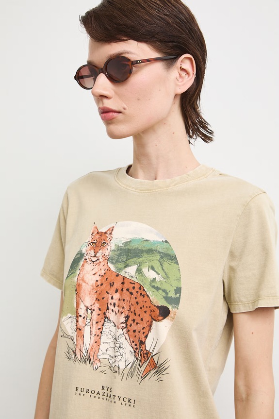 T-shirt damski bawełniany z kolekcji Bieszczadzki Park Narodowy x Medicine RS26-TSD857 zielony