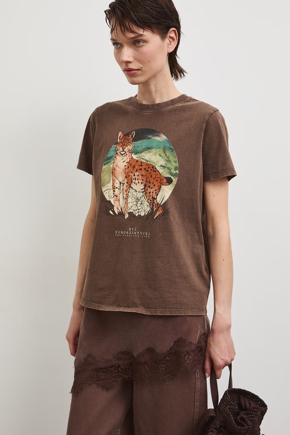 T-shirt damski bawełniany z kolekcji Bieszczadzki Park Narodowy x Medicine RS26-TSD857 brązowy RS26