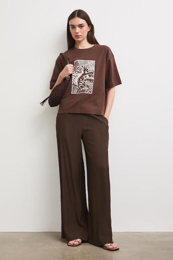 T-shirt damski bawełniany RS26-TSD900 brązowy RS26