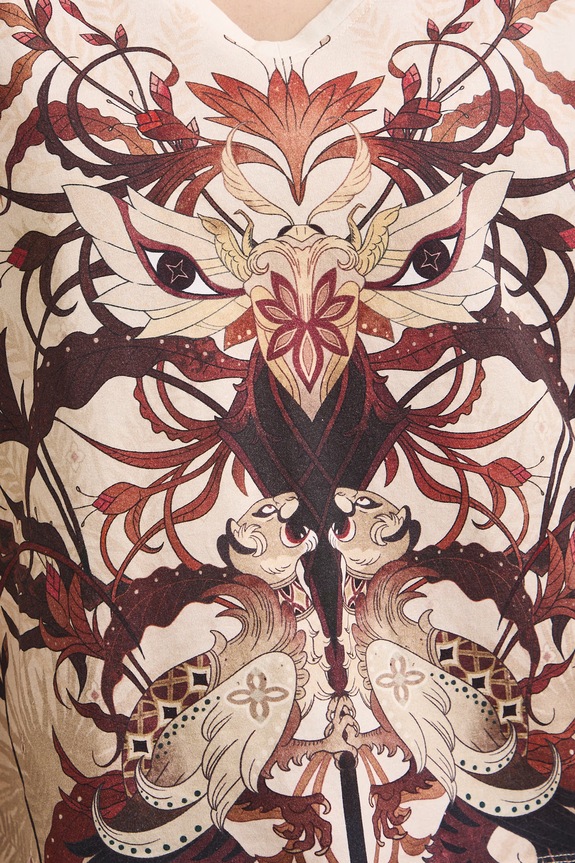 T-shirt damski bawełniany z motywem roślinnym i zwierzęcym RS26-TSD901