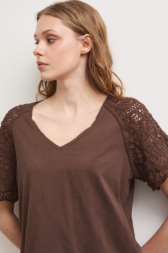 T-shirt damski bawełniany brązowy RS26-TSD904