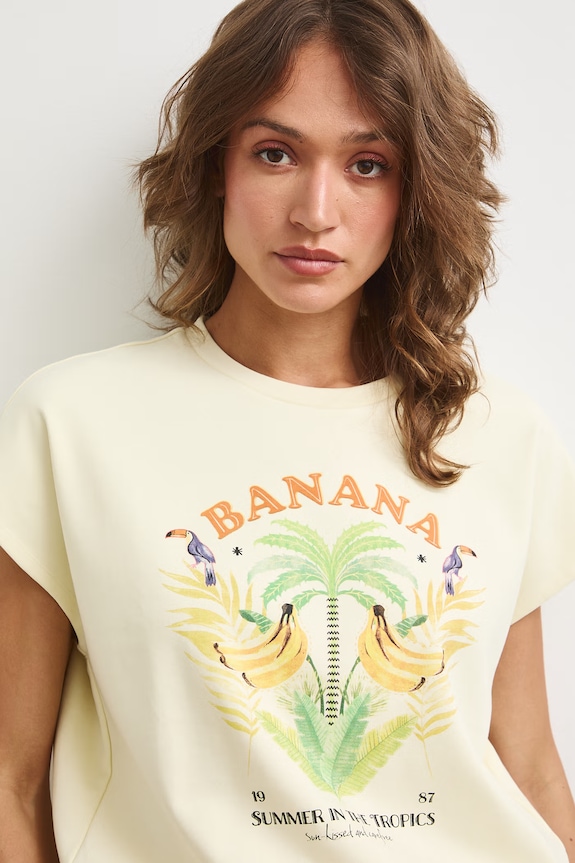 Medicine T-shirt damski bawełniany z elastanem żółty RS26-TSDA01