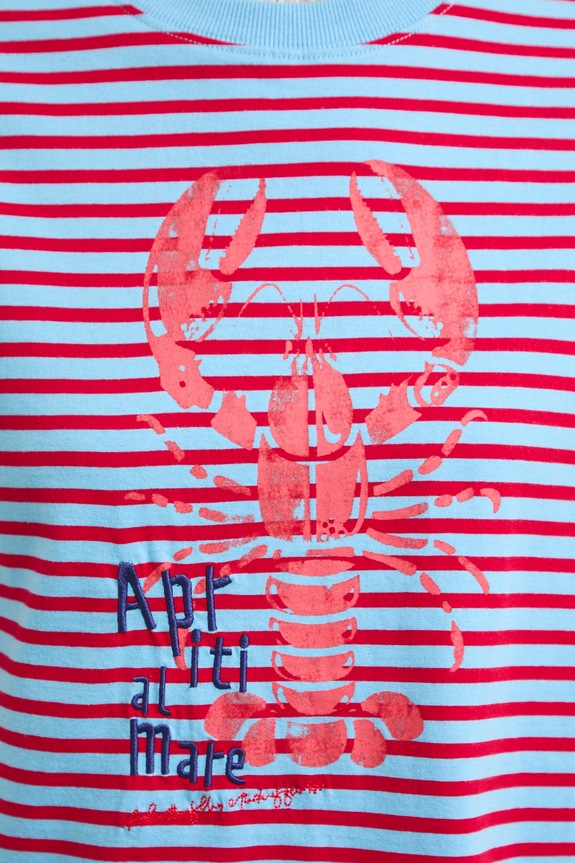 T-shirt damski bawełniany z nadrukiem RS26-TSDA02 niebieski