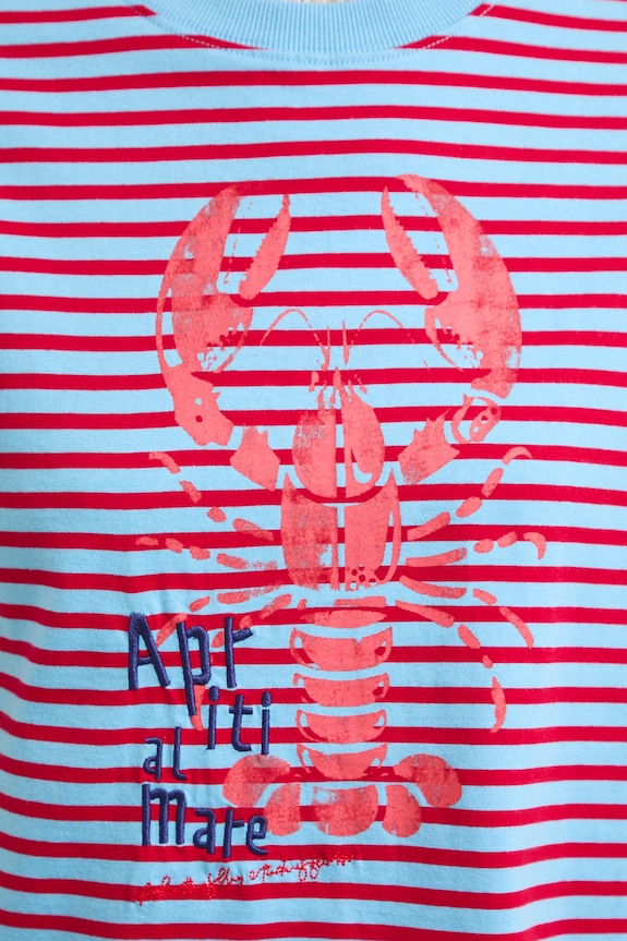 T-shirt damski bawełniany z nadrukiem RS26-TSDA02 niebieski