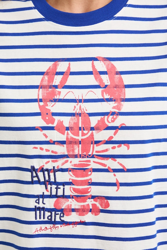 T-shirt damski bawełniany z nadrukiem RS26-TSDA02 niebieski