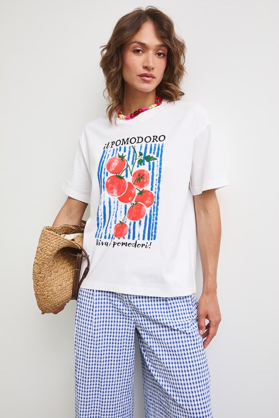T-shirt damski bawełniany z nadrukiem RS26-TSDA05 biały RS26