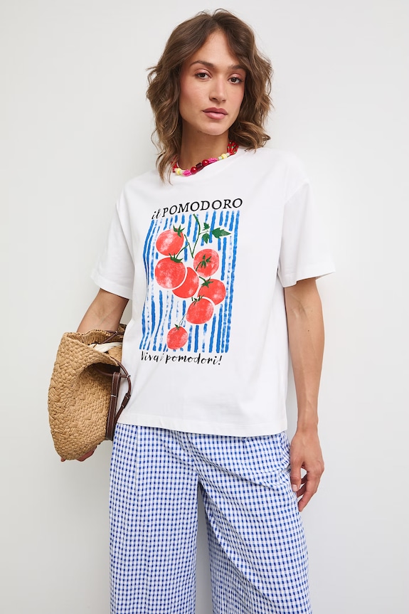 T-shirt damski bawełniany z nadrukiem RS26-TSDA05 biały RS26
