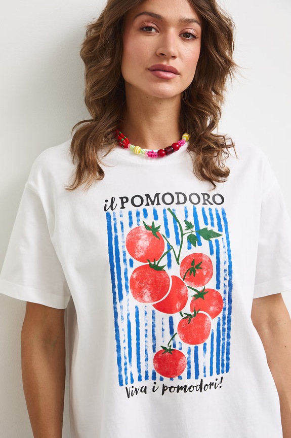 T-shirt damski bawełniany z nadrukiem biały RS26-TSDA05