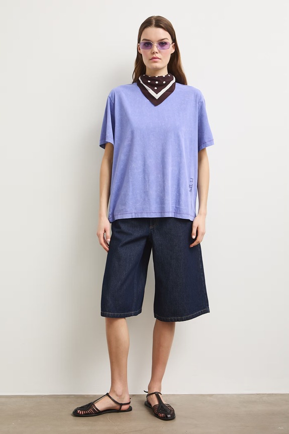 Medicine T-shirt oversize damski bawełniany RS26-TSDA51 fioletowy RS26