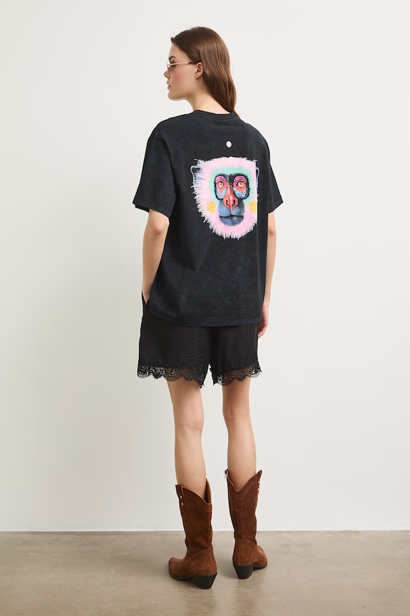 Medicine T-shirt oversize damski bawełniany RS26-TSDA51 szary RS26