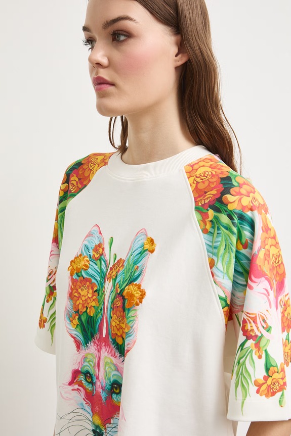 Medicine T-shirt oversize damski bawełniany RS26-TSDA52 beżowy