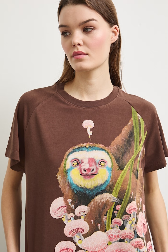 Medicine T-shirt oversize damski brązowy RS26-TSDA56