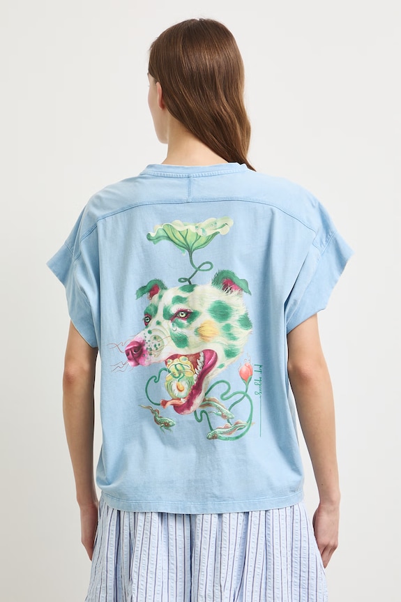Odzież Medicine T-shirt oversize damski bawełniany RS26-TSDA58 niebieski