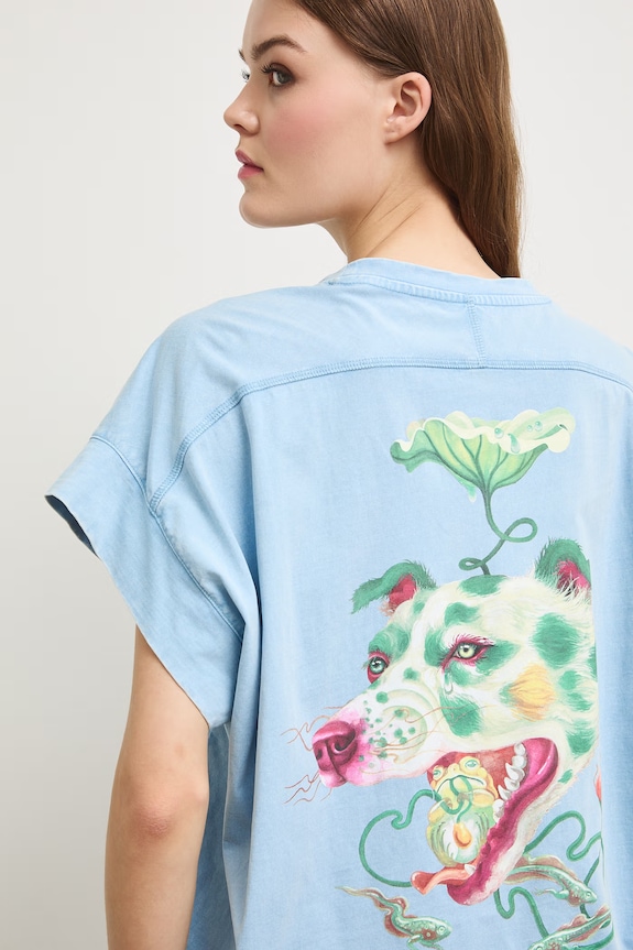 Medicine T-shirt oversize damski bawełniany niebieski RS26-TSDA58