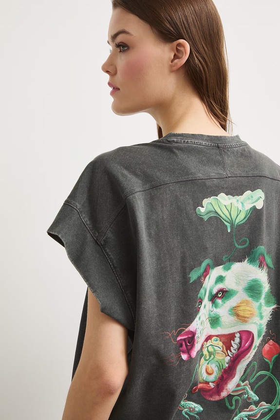 Medicine T-shirt oversize damski bawełniany szary RS26-TSDA58