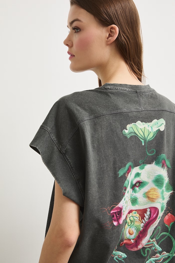 Medicine T-shirt oversize damski bawełniany szary RS26-TSDA58