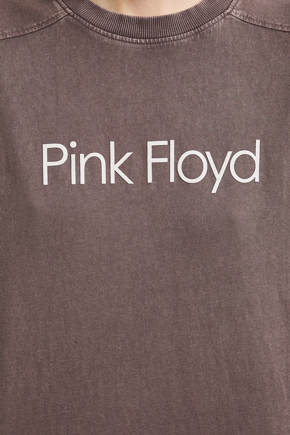 T-shirt oversize damski bawełniany Pink Floyd RS26-TSDA71 brązowy