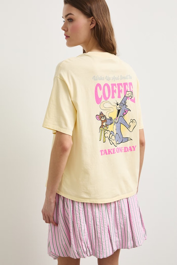 Odzież T-shirt damski bawełniany Tom and Jerry RS26-TSDA76 żółty
