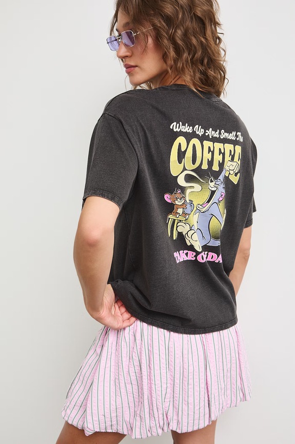 T-shirt damski bawełniany Tom and Jerry szary RS26-TSDA76