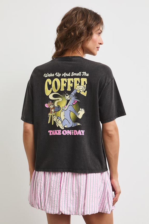 T-shirt damski bawełniany Tom and Jerry szary RS26-TSDA76