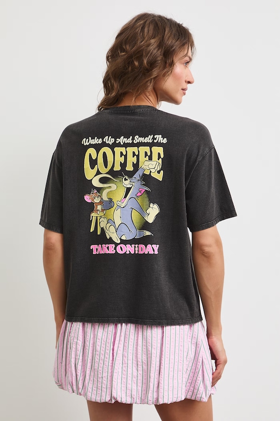T-shirt damski bawełniany Tom and Jerry szary RS26-TSDA76