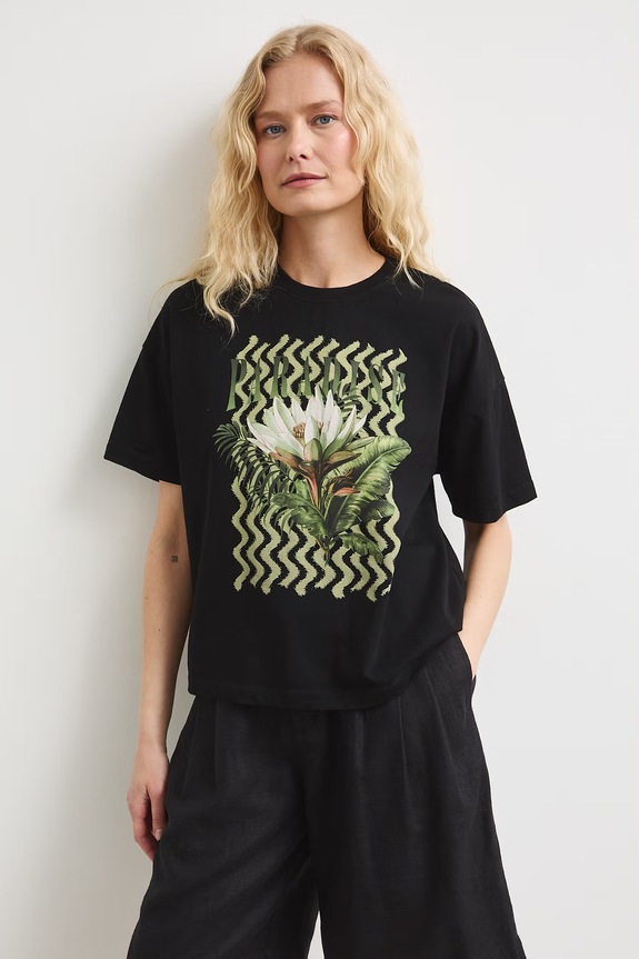 Medicine T-shirt damski bawełniany czarny RS26-TSDB12