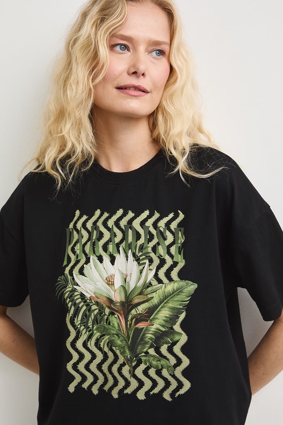 Medicine T-shirt damski bawełniany czarny RS26-TSDB12