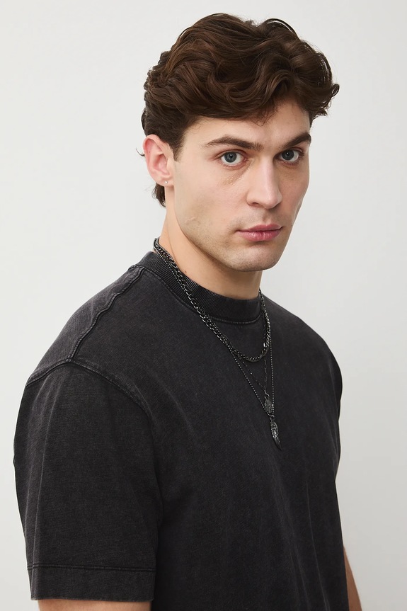 Bavlnené tričko pánske s praným efektom sivá RS26-TSM030