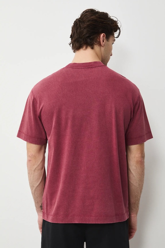 Oblečenie Bavlnené tričko pánske s praným efektom RS26-TSM030 burgundské