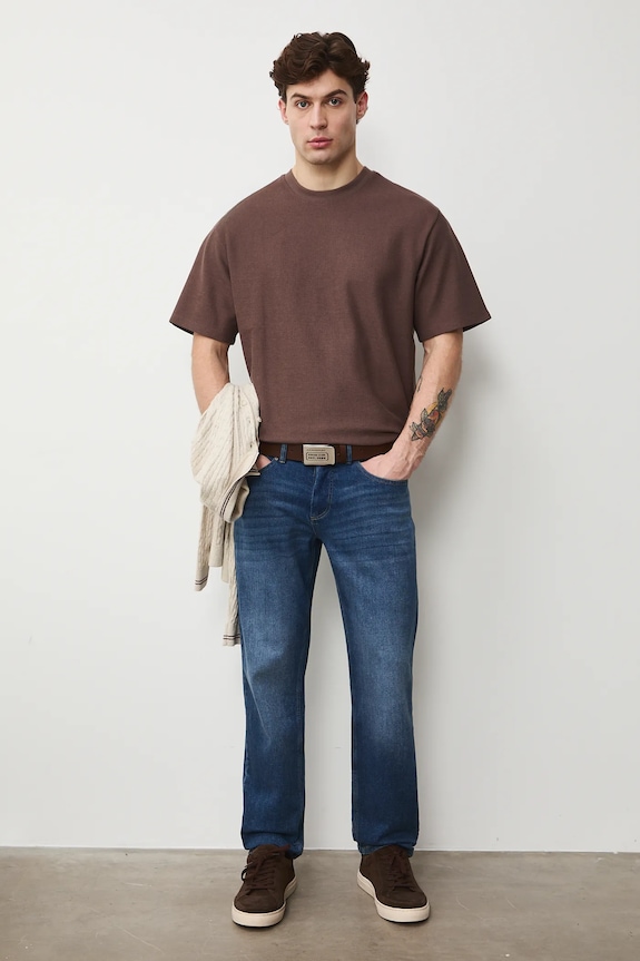 Tričko pánske s textúrou RS26-TSM031 hnedá RS26