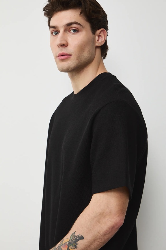 Tričko pánske s textúrou čierna RS26-TSM031