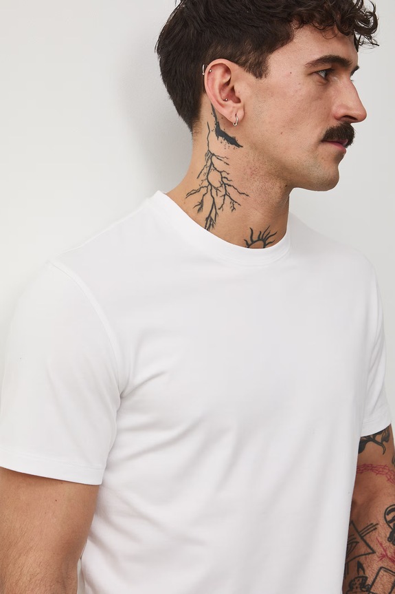 Odzież t-shirt męski bawełniany z elastanem RS26-TSM041 biały