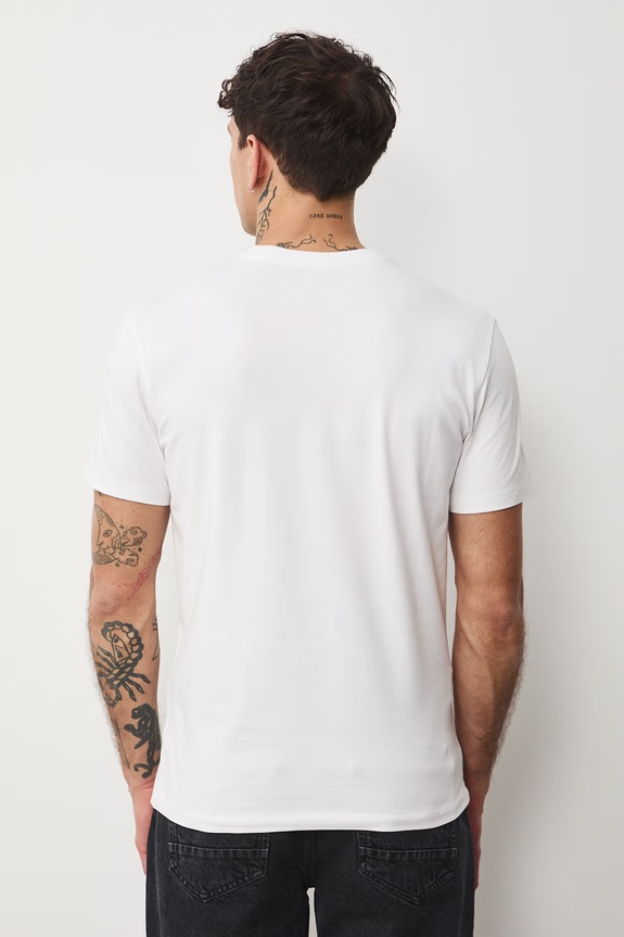 t-shirt męski bawełniany z elastanem biały RS26-TSM041