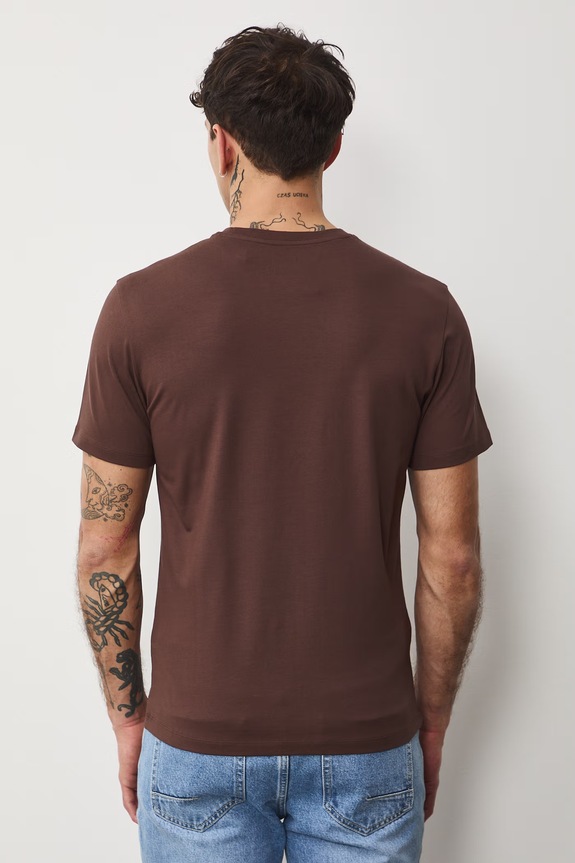 Odzież T-shirt męski bawełniany z elastanem RS26-TSM041 brązowy