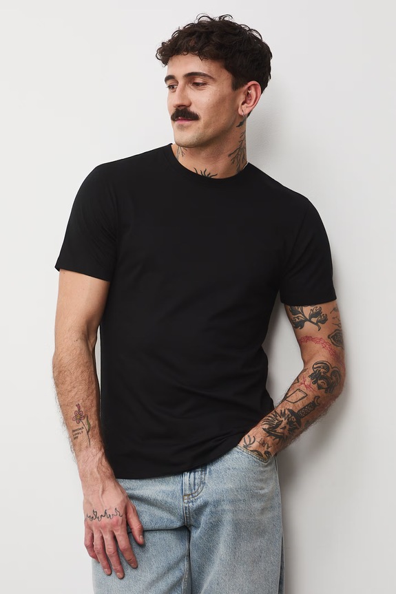 t-shirt męski bawełniany z elastanem RS26-TSM041 czarny RS26