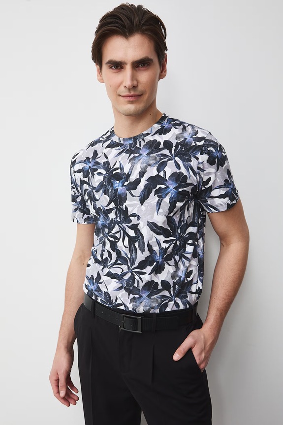 T-shirt męski bawełniany z elastanem biały RS26-TSM051