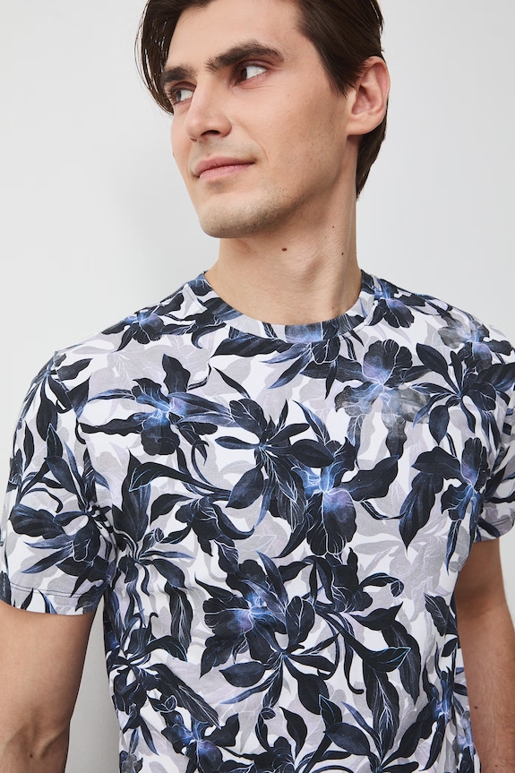 T-shirt męski bawełniany z elastanem biały RS26-TSM051