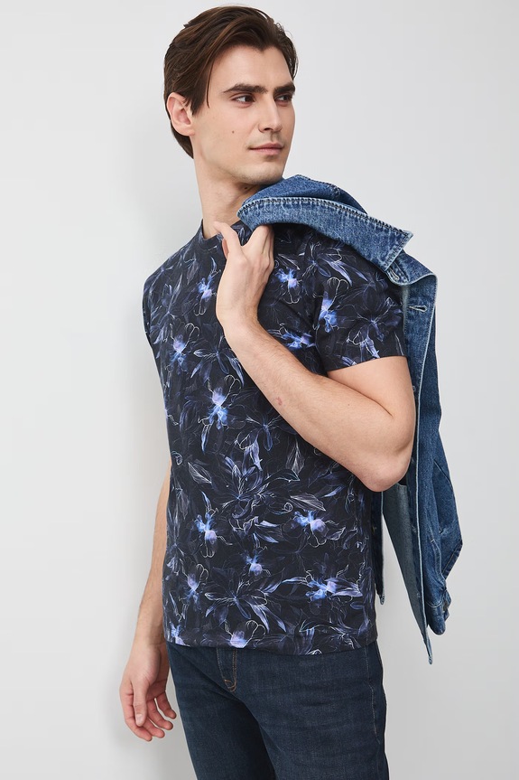 T-shirt męski bawełniany z elastanem szary RS26-TSM051