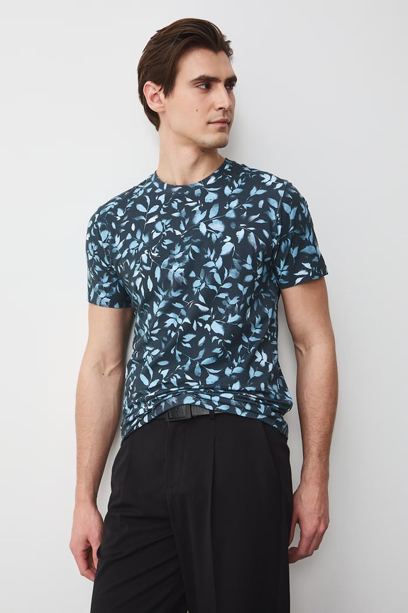 T-shirt męski bawełniany z elastanem szary RS26-TSM051