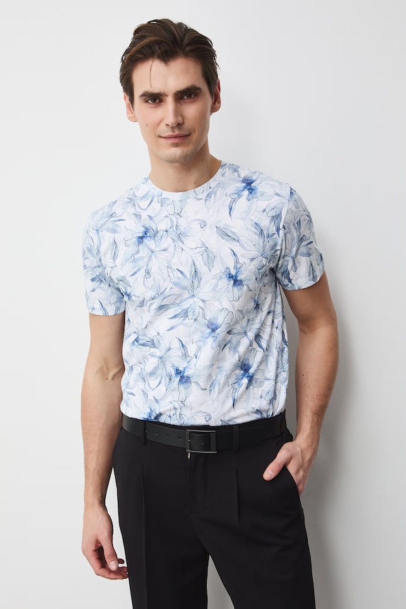 T-shirt męski bawełniany z elastanem multicolor RS26-TSM051