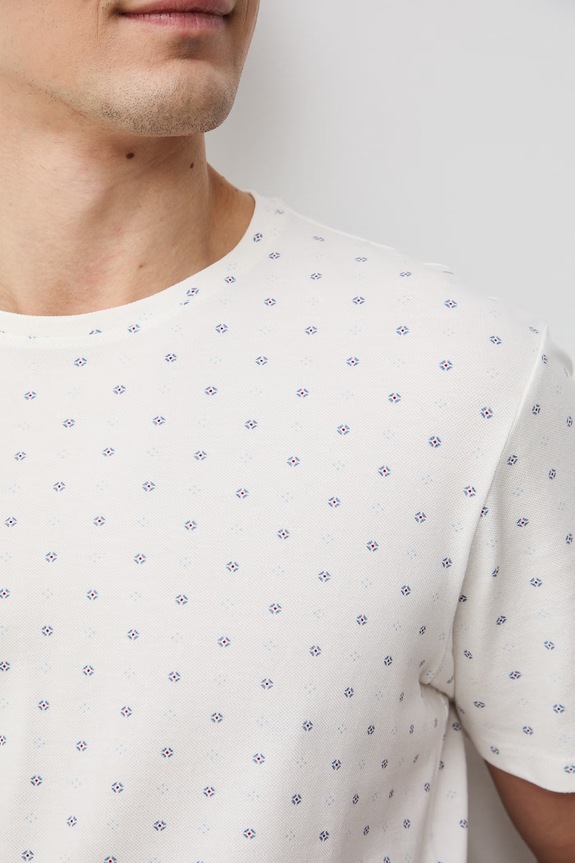 t-shirt męski bawełniany z elastanem RS26-TSM055 beżowy