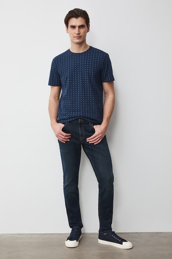 t-shirt męski bawełniany z elastanem RS26-TSM055 granatowy RS26