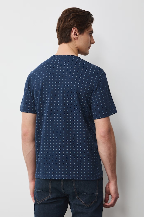 Odzież t-shirt męski bawełniany z elastanem RS26-TSM055 granatowy